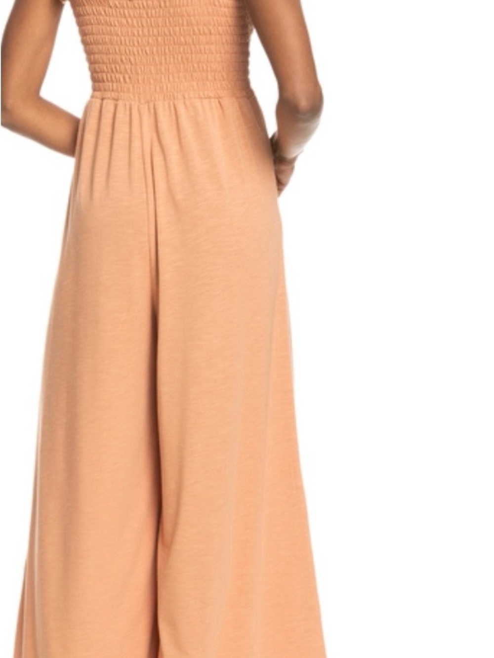 ROXY Jumpsuit Maxi Wide-Leg Smocked Bodice Straps Coral Sand Extra Small - Picture 10 of 12